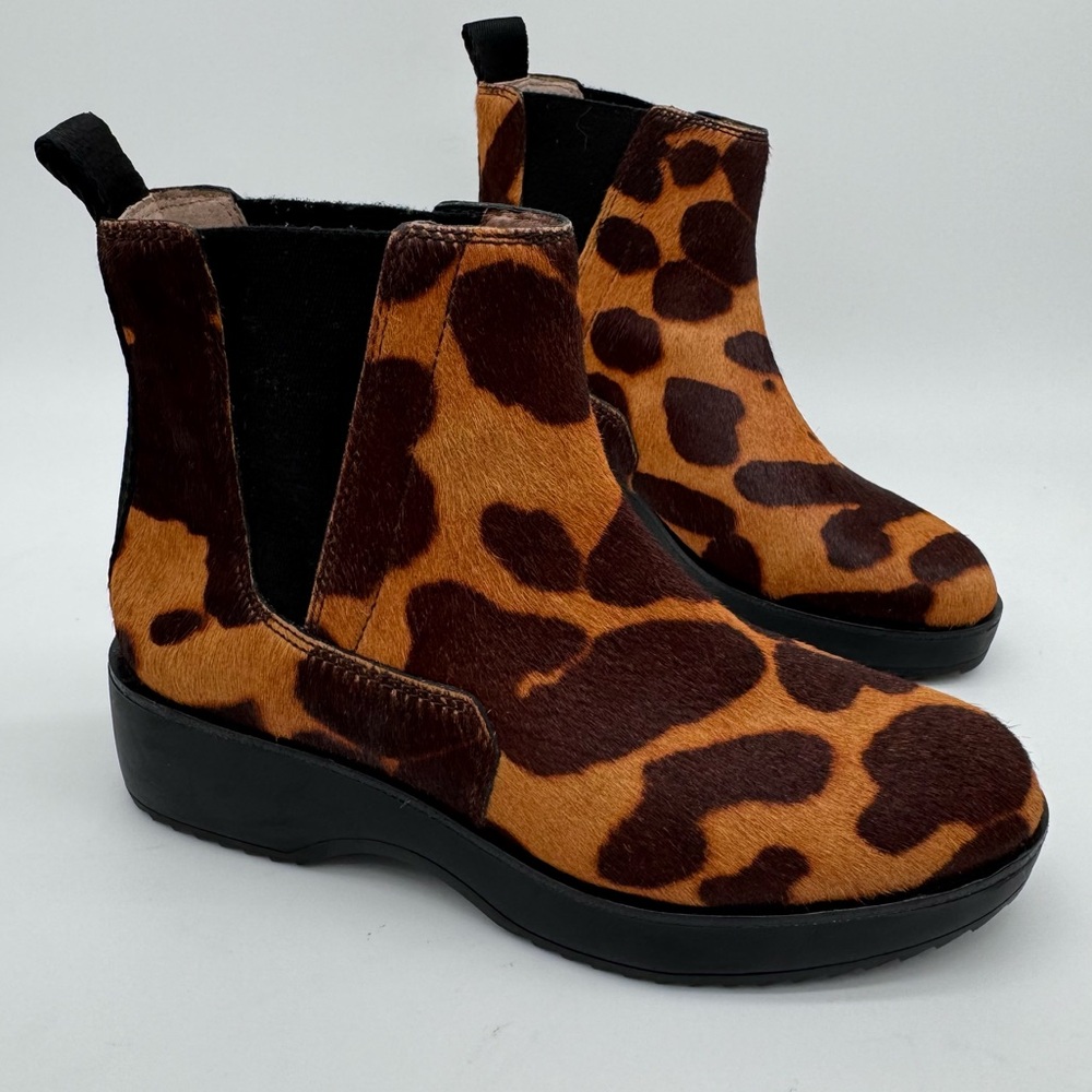 Louise et Cie Zareb Leather Cow Hair Leopard Ankle Boot Size 6.5 M